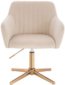 HR190CROSS Scaun Crem din Catifea cu Bază Aurie