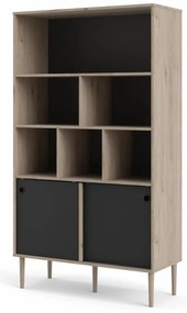 Biblioteca cu 2 usi glisante Culoare neagra, ELISEO