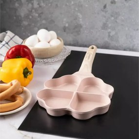 Tigaie cu 4 compartimente Klausberg KB 7820, 19 cm, Forma de inima, Strat de marmura, Inductie, Roz