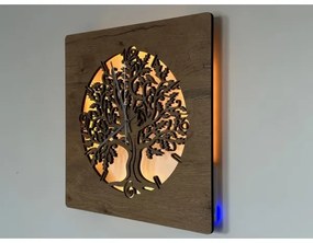 Li-Go 5652/DUB2 - Ceas LED dimabil LED/10W/5V 20000 mAh 42x42 cm stejar+ telecomandă