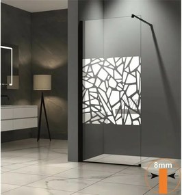 Paravan de dus tip Walk-In Inter Ceramic profil negru - sticla transparenta+ elemente albe 90x200 cm