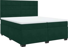 vidaXL Pat box spring cu saltea, verde închis, 200x200 cm, catifea