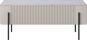 Măsuță de cafea cu sertare Malmi 100 cm - cașmir / crema bianca / picioare negre