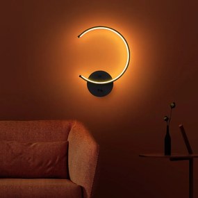 Aplică de perete neagră LED ø 10 cm Moon – Opviq lights