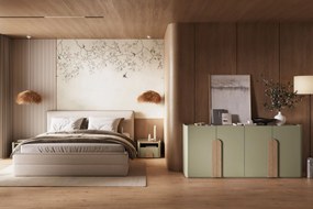 Comodă cu patru uși Amilio 200 cm - eucalipt / stejar baltic dune / mânere stejar natural