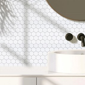 PIPPER | Placi de adeziv - mozaic 3D - Hexagoane albe 30,5 x 30,5 cm