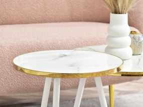 Set de 2 măsuțe de cafea Zoya Zest S (marmură albă + auriu). 1111891
