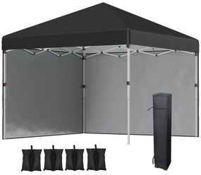 Outsunny Pavilion de Grădină Pliabil cu Înălțime Ajustabilă, 2 Pereți și Geantă Inclusă, 297x297x288 cm, Negru | Aosom Romania