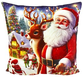 Perna decorativa de Craciun 40x40 cm cu Mos Craciun PPC05