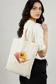 Sacosa de Panza pentru Cumparaturi, Geanta Tote, model Books 46 38 x 34.5 cm, Alba, BEKZ®