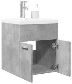 vidaXL Set mobilier de baie, 2 piese, gri beton, lemn compozit