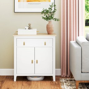 HOMCOM Bufet salon mobilier de depozitare cu dulap cu 2 uși, sertar și raft reglabil, 80 x 40 x 90 cm, alb | Aosom Romania