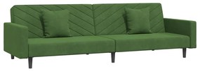 337630 vidaXL Canapea extensibilă cu 2 locuri, 2 perne, verde închis catifea