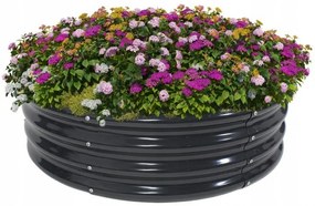 Jardiniera rotundă din tablă de culoare antracit 90 x 90 x 30 cm