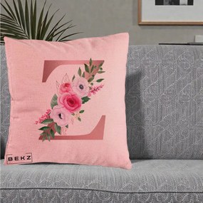 Cadou Personalizat - Perna Personalizata Monograma Rose Gold Litera Z, 40x40 cm, Roz, Husa Detasabila, Perna Inclusa, BEKZ®