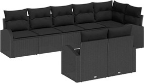 vidaXL Set de canapele pentru grădină cu pernă 8 pcs Negru poliratan