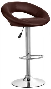 Set 2 scaune bar, Bedora Oval, piele ecologica, maro