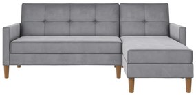 Colțar gri deschis cu tapițerie din catifea Lilly – Støraa