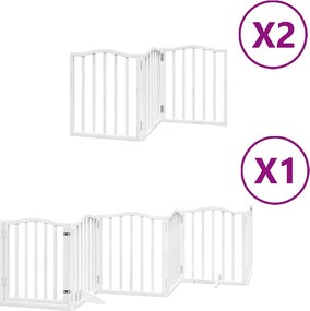 vidaXL Poartă câini pliabilă cu ușă 12 panouri, alb, 600 cm, lemn plop