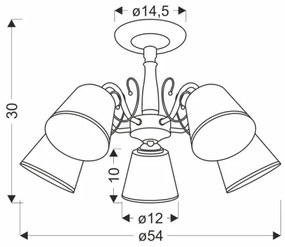 Candelabru cu tijă LOSANNA, 5 x E14, 40 W, 230 V, alamă