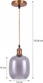 BRILAGI -LED Lustră pe cablu RETRO GLASS 1xE27/60W/230V Ø 14 cm auriu/gri fumuriu