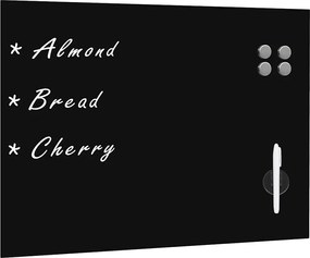 vidaXL Tablă magnetică de perete neagră, sticlă, 80 x 60 cm