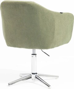 HR832CROSS Scaun Catifea Reiată Premium culoare verde salvie cu Bază Cromata