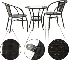Set ratan de grădină 1+2, maro, LASAN