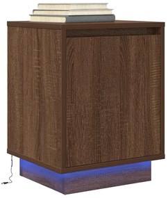 vidaXL Noptiera cu lumini LED Stejar maro 38x34x50 cm