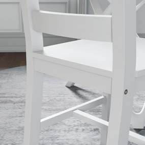 HOMCOM Set de 2 scaune de sufragerie din lemn masiv de pin scaune de bucătărie cu spătar lamele spirit rustic alb | Aosom Romania