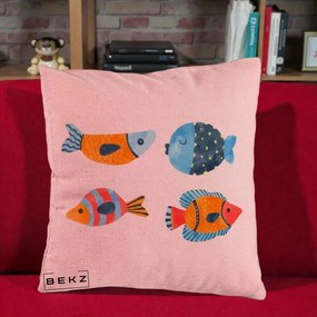 Perna Decorativa Pesti Acuarela, 40x40 cm, Roz, Husa Detasabila, Perna Inclusa, BEKZ®