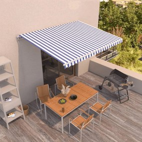 Copertina retractabila manual, albastru si alb, 450x350 cm