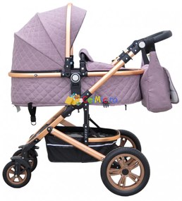 Carucior 3in1 cu landou reversibil si scoica - BabyCare PRO, 0-36 luni - CPC-24-roz