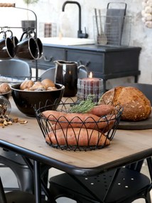 Masă de dining, blat din lemn și structură metalică, finisaj negru antichizat, Factory