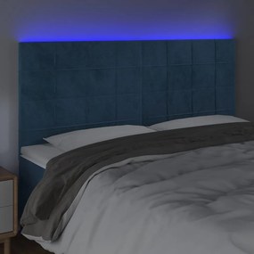 Tablie de pat cu LED, albastru inchis, 180x5x118 128cm, catifea 1, Albastru inchis, 180 x 5 x 118 128 cm
