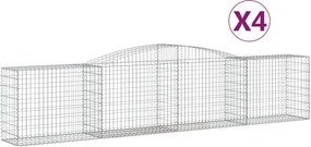 vidaXL Coșuri gabion arcuite 4 buc, 400x50x80/100 cm, fier galvanizat