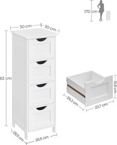 Dulap baie LEHAC 30x82 cm, albă