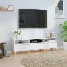 Comoda TV, alb extralucios, 150x30x44,5 cm, lemn prelucrat