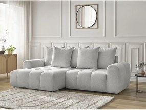 Colțar gri deschis extensibil/cu spațiu de depozitare cu tapițerie din chenille (cu colț pe partea stângă/cu șezlong) Roxelane – Bobochic Paris