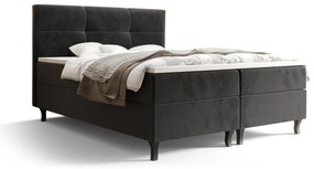Pat matrimonial Boxspring 140 cm Lumba (negru) ( cu saltea și sp. depozitare). 1046669