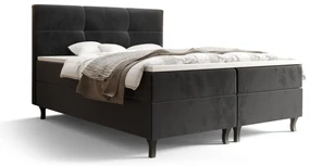 Pat matrimonial Boxspring 140 cm Lumba (negru) ( cu saltea și sp. depozitare). 1046669