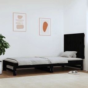 824857 vidaXL Tăblie de pat pentru perete, negru, 82,5x3x60cm, lemn masiv pin