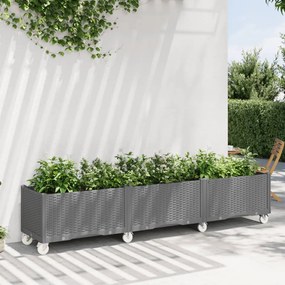 vidaXL Jardinieră de grădină cu picioare, gri deschis, 240x50x54cm, PP