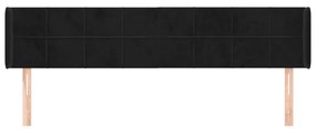 Tablie de pat cu aripioare negru 163x16x78 88 cm catifea 1, Negru, 163 x 16 x 78 88 cm