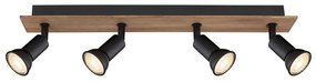 Plafoniera cu 4 spoturi directionabile design modern DREW maro inchis, negru mat