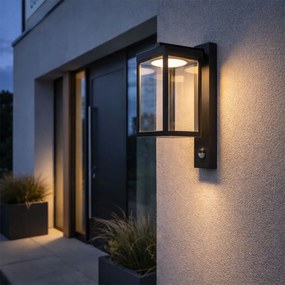 Lămpă de perete exterioară neagră cu senzor de mișcare LED inclus - Ferdinand