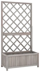vidaXL Jardinieră colț cu spalier, gri, 70x30x135 cm, lemn masiv brad