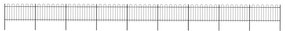 Gard de gradina cu varf curbat, negru, 15,3 x 1 m, otel 1, 1 m, 15.3 m