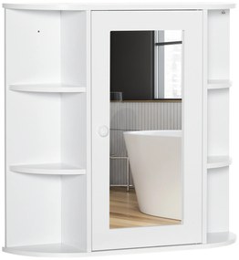 HOMCOM Dulap cu oglindă Dulap de baie Badezimmerschrank, 8 compartimente, uși cu oglindă, rezistent la apă, 66 cm x 17 cm x 63 cm, Alb | Aosom Romania