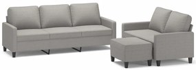 3153729 vidaXL Set de canapele cu perne, 3 piese, gri deschis, textil